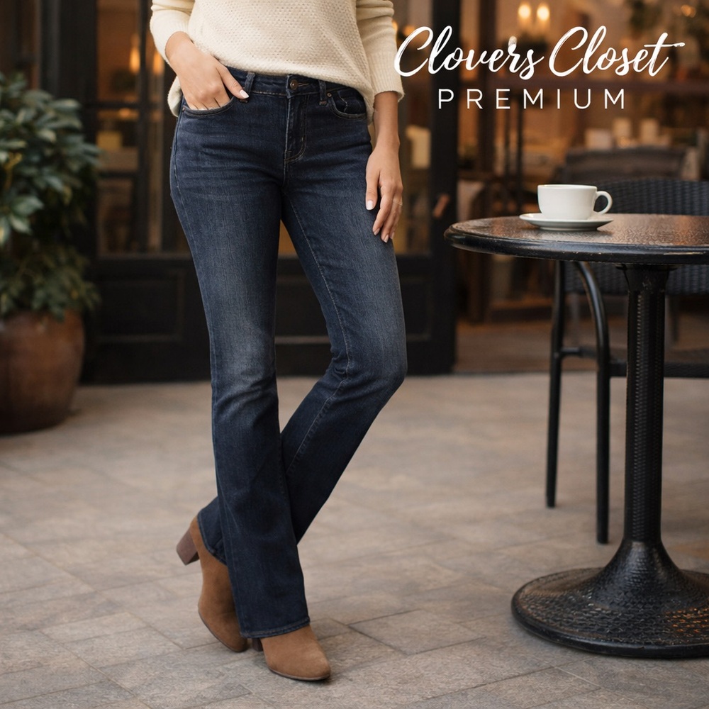LOFT Curvy Boot Jeans Size 8 Dark Wash Bootcut Stretch Petite Friendly